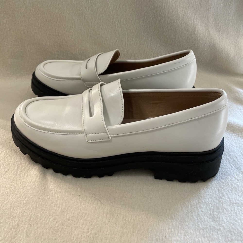 A New Day Women's Off White Britney Paris Platform Loafers Size 11 Lug Sole